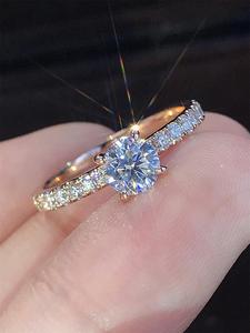 女性用エレガントなラインストーン装飾リング、パーティーや日常のファッションジュエリー、トレンディな結婚式・婚約・記念日のパーティージュエリーギフト