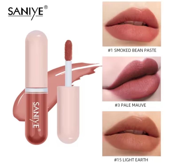 SANIYE Matte Lipstik tahan lama Waterproof Mini Kapsul Murah Lip Matte 12 warna Bibir Wanita 3