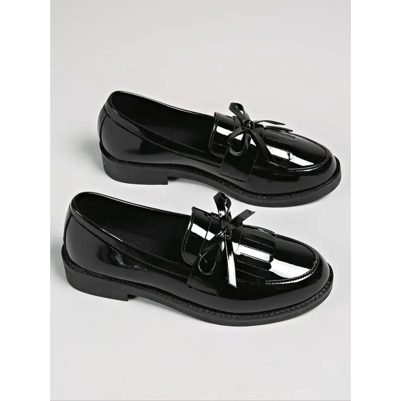 Women's Classical Solid Color Bow Decorated Loafers, Fashionable PU Leather Shoes for Daily Wear, Lightweight Breathable Comfortable Shoes for Women & Girls 4