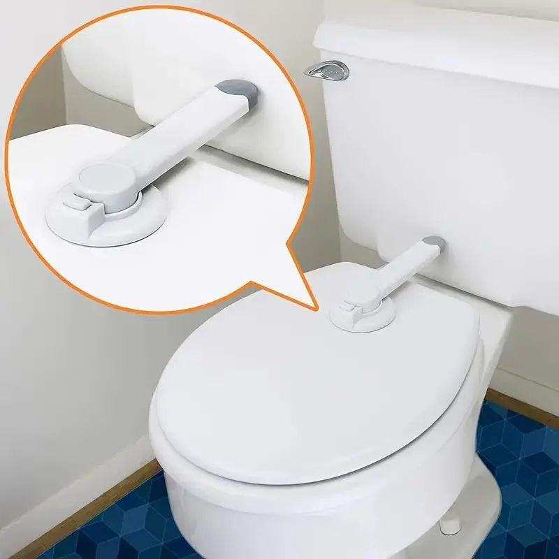 Children's Safety Toilet Lock, Toilet Lock with Adhesive Fixing, Durable Protective Toilet Lock for Kids & Pets, Travel Essentials 0