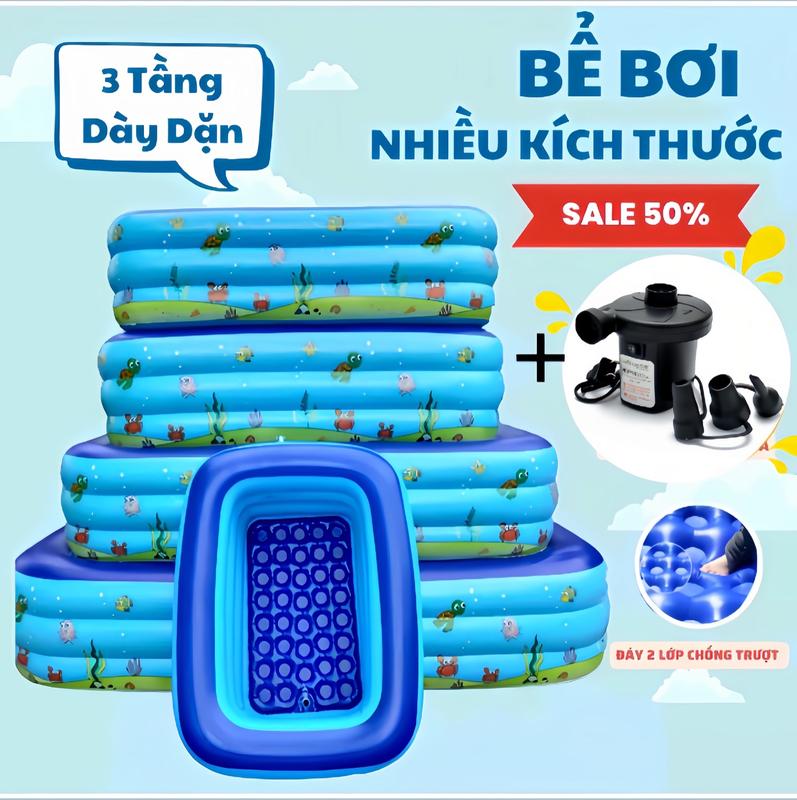 Bể Bơi Phao Hồ Bơi Bơm Hơi kích thước 1m3 1m5 1m8 2m1 cho bé