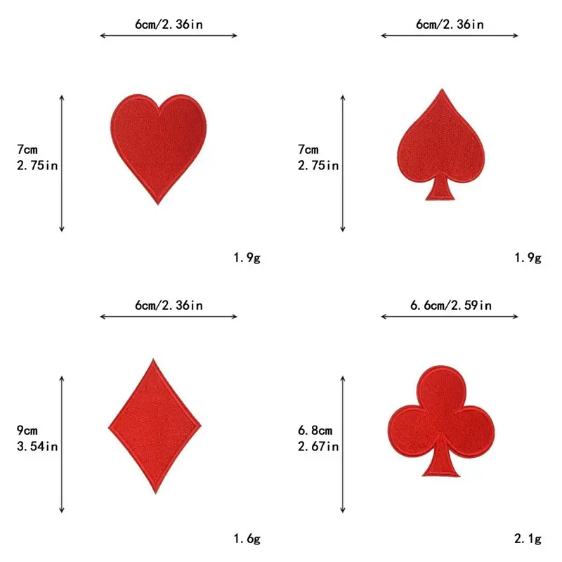 Miếng Dán Thêu Thẻ Poker, Bộ 8 Chiếc, Hình Đuôi Dấu Bài, Miếng Dán Quần Áo Poker, Miếng Dán Sắt Tự Làm, Miếng Dán Trái Tim Màu Đỏ, Miếng Dán Nhiệt Nhiệt Thủ Công, Thích Hợp Cho Phục Hồi Quần Áo 7
