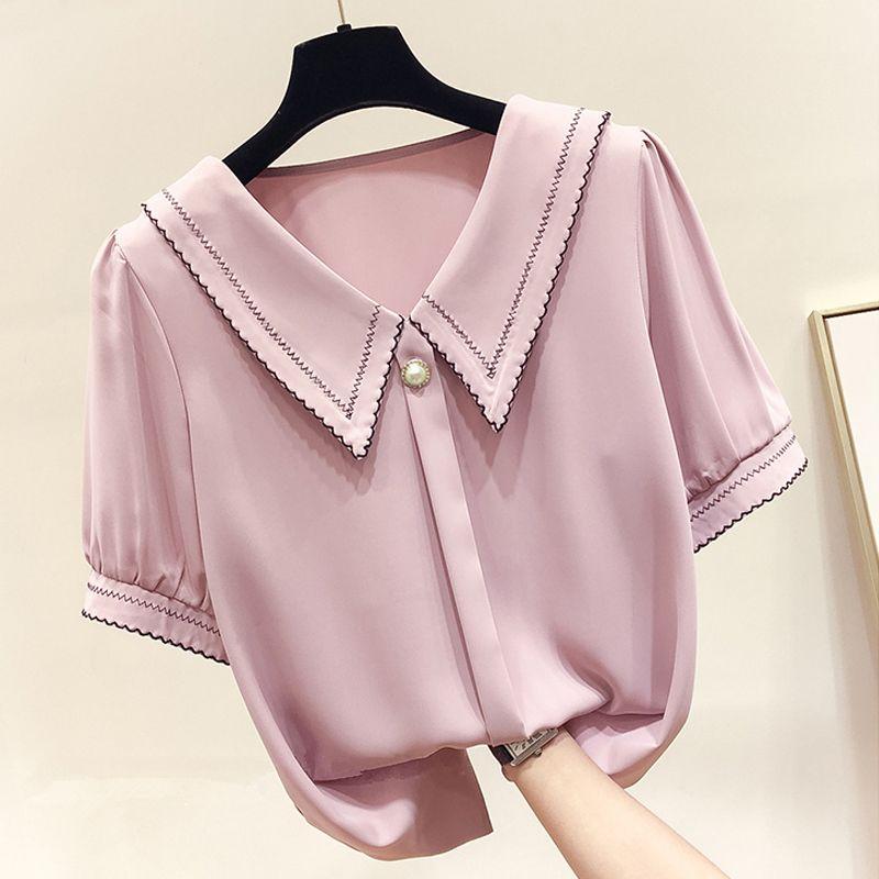 Quần Áo Nữ Mùa Hè, ngắn Tay, Ngoại Cỡ, Áo Cổ Chữ V, Dáng Rộng Vừa Vặn, Thiết Kế Đẹp, Vải Voan Hợp Xu hướng Thích Hợp Cho Độc Đáo, Thời Trang, 150,00kg, Hàng Mới Về 5