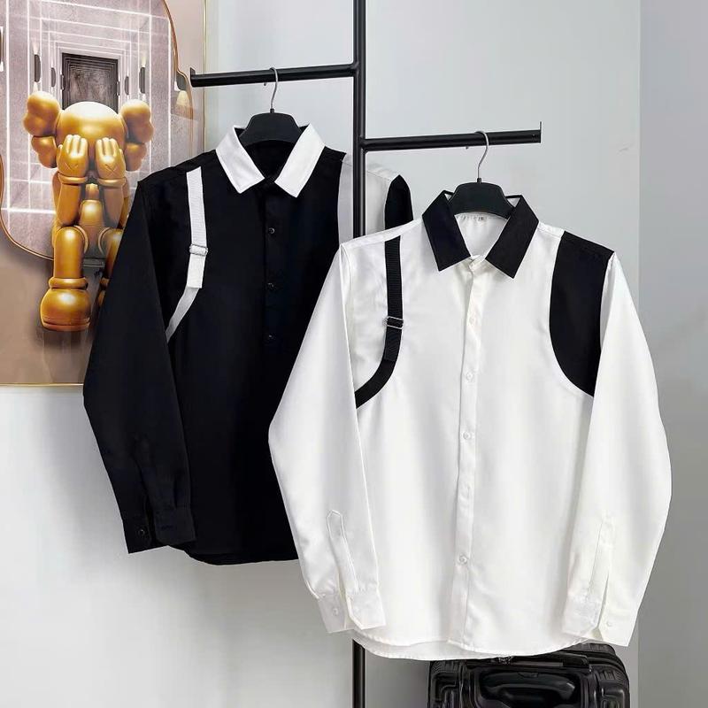 Áo sơ mi nam dài tay phong cách boy phố chất liệu cotton kết hợp với quần âu, quần bò