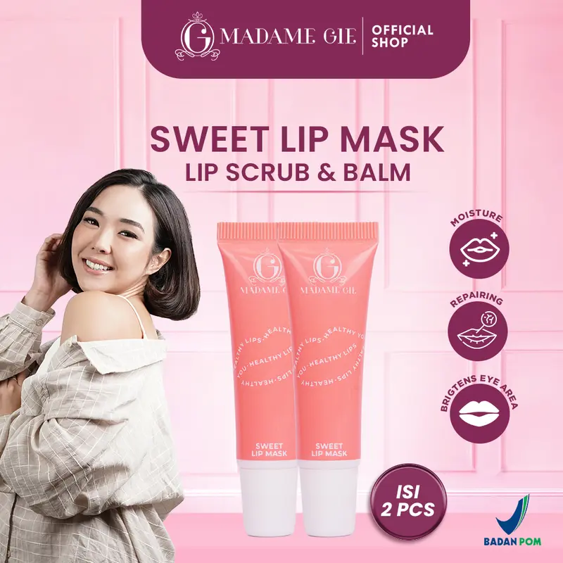 [BUNDLE 2 PCS] Madame Gie Sweet Lip Mask - Scrubing Bibir Gelap & Bibir Pecah-pecah Lipmask Kering Kusam Vitamin Perawatan Kusam Kering 1