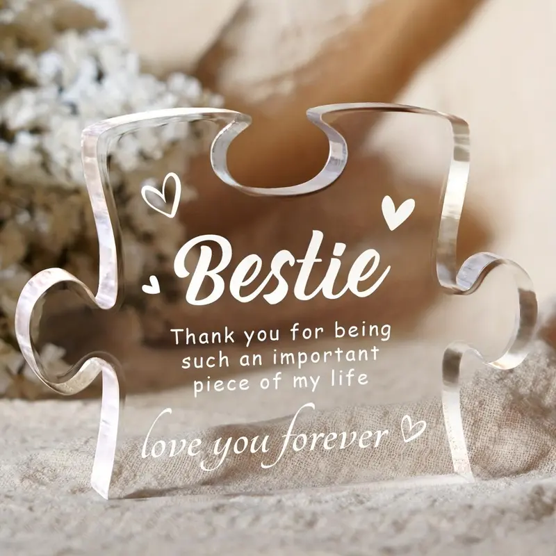 Creative Puzzle Design Desktop Ornament, 1 Count Acrylic Ornament for Bestie Sister, Room Decor, Home Decor Supplies, Home Decor Ideas 2