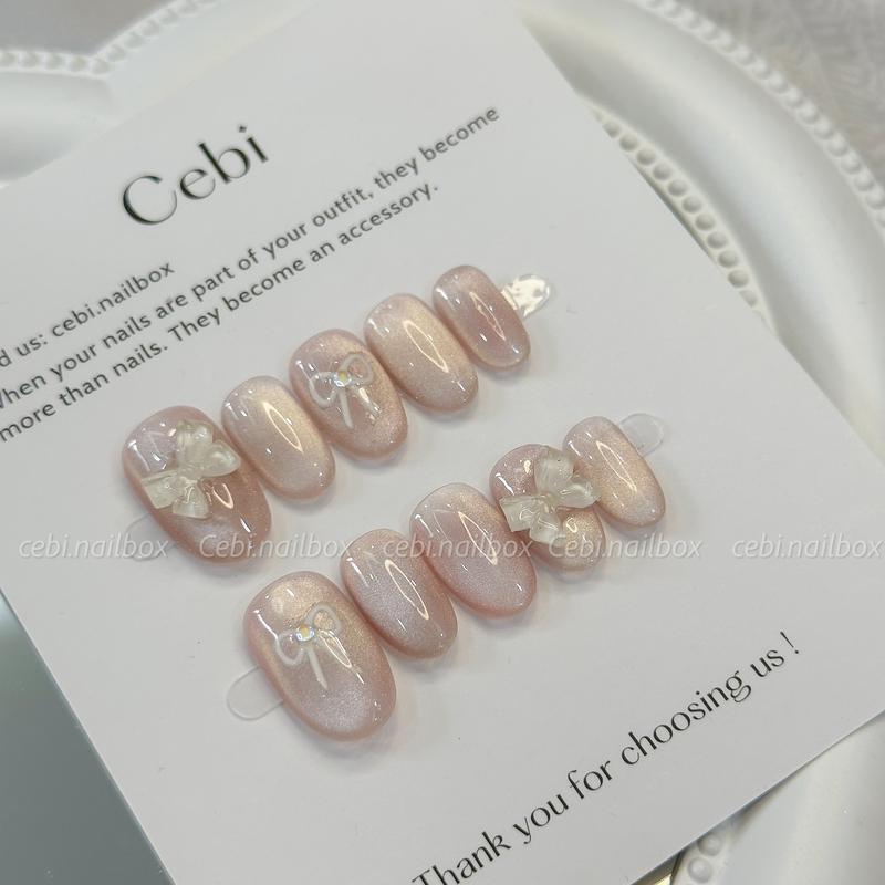 Móng úp thiết kế C958 mắt mèo thạch nude ánh trăng dáng ngắn văn phòng