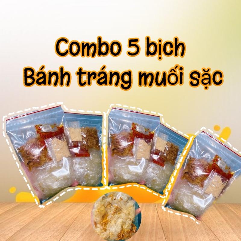 Combo 5 bịch bánh tráng ps muối sặc sate hành phi Food Ăn Vặt Snack Cay Thức Ăn