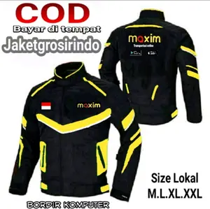 jaket maxim Santai Musim dingin Bordir Nyaman Pria Keren Hitam bisa bolak balik Cowok Wanita Motor Varsity Parasut