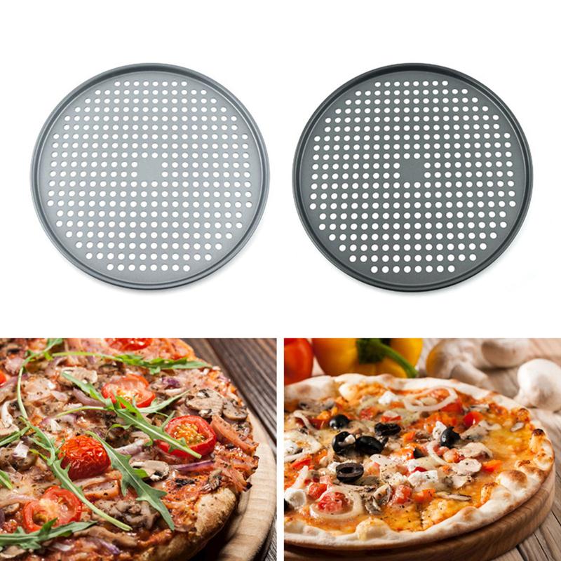 Pizza Pan Pizza Baking Plates Non-stick Bakeware Pie Pan Crisper Tray with Hole Round Professional Stainless Steel Plate Kitchen Pasta Utensils Oven 1
