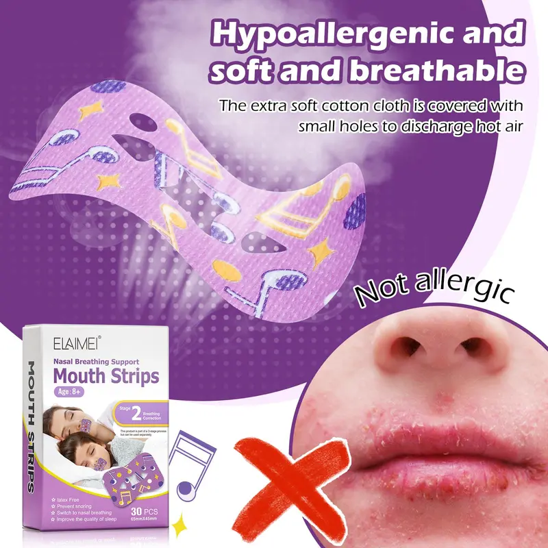 Sleep Breathing Closed Mouth Patch, 2 Boxes Mouth Strips for Prevents Snoring, Drooling, and Sleep Talking, Suitable for Adults and Children 7