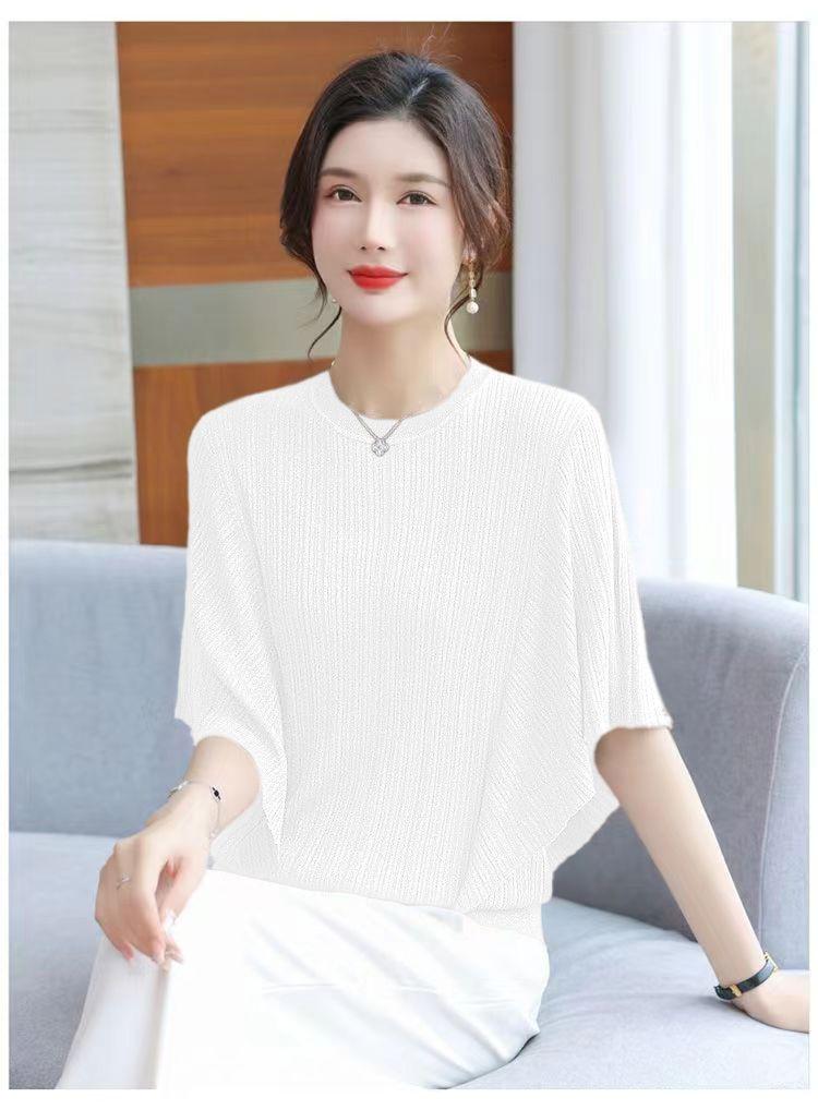 Product Introduction of Áo Phông Dáng Rộng Cho Nữ, Ngoại Cỡ, Áo Cánh Dơi, Làm Bằng Lụa Lạnh, ngắn Tay, Áo Thường Ngày Thích Hợp Cho Mùa Hè, Áo Cánh Mỏng, Quần Áo Nữ 19