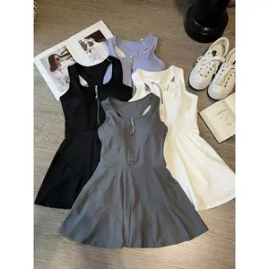 FitMe KK-576 Dress Skort zipper Padel Tennis Golf Gym olahraga dengan rok skort dalaman celana