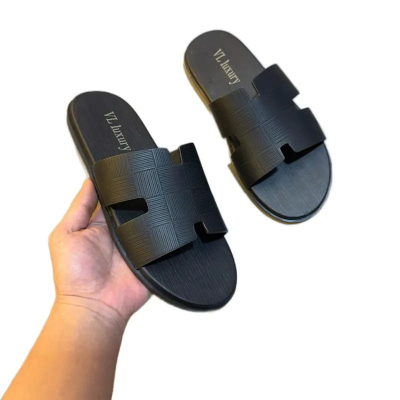 Dép Nam Chữ H.khâu Dấu Chỉ.Dép Chữ H.đế cao su,quai da chống bong nổ. Slipper DéP Đế Bằng Jean Nhung dép  chữ h dép  nam dép  đi dép  boy slip Đồngperyt Sandal hm xanh 2