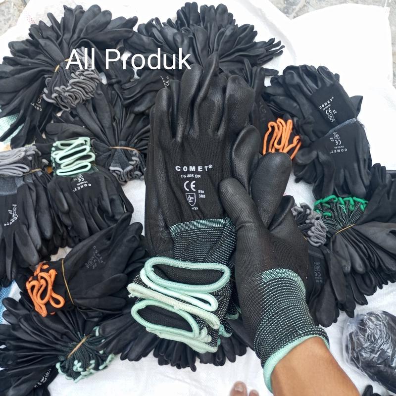 Product Introduction of GROSIR 12 Pasang sarung tangan comet hitam safety kerja berkendara palmfitpu glove Karet 7