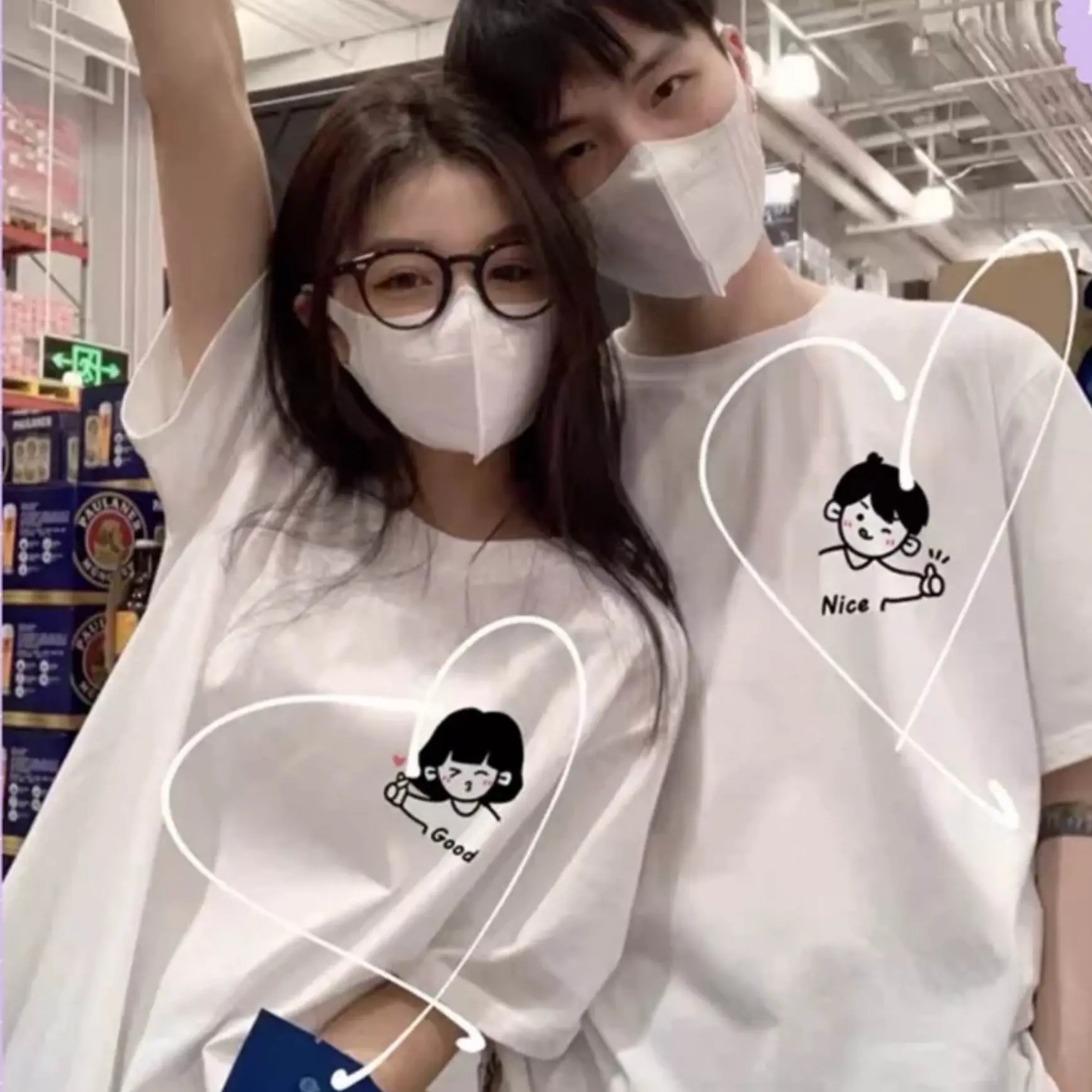 Áo đôi couple , áo đôi nam nữ hoạt hình dễ thương tay lỡ dáng rộng