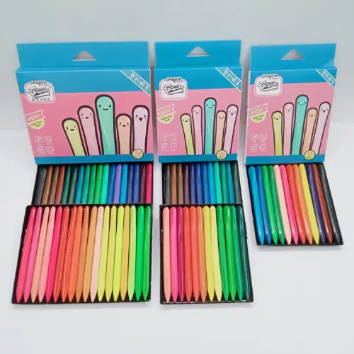 Triangular Cute Kids Crayons Not Dirty Drawing Painting Coloring Pens Safe Clean Crayon Stationery (12/24/36 colour) (Price for 1 box)