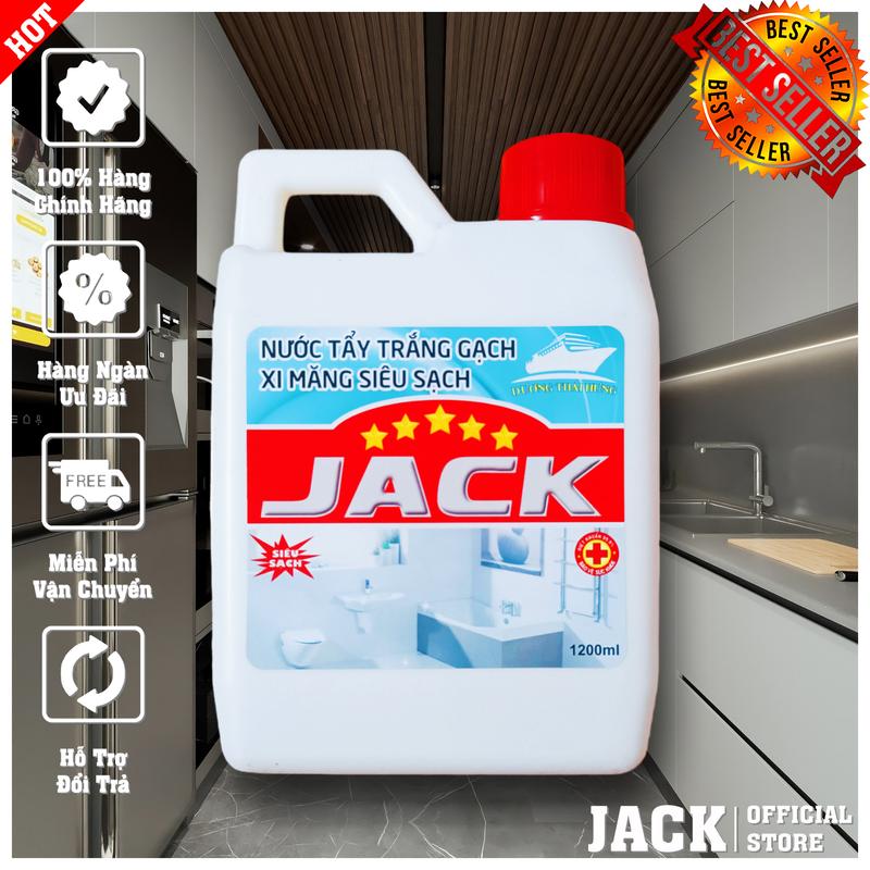 Nước Tẩy Trắng Gạch, Tẩy Rong Rêu, Tẩy Xi Măng, Tẩy Nhà Vệ Sinh, Toilet, Bồn Cầu, Nhà Tắm Bị Ố Vàng Siêu Sạch JACK 1,2 Lít Làm Sạch Hiệu Quả, dodung giadung, Nước Tẩy Rửa Đa Năng
