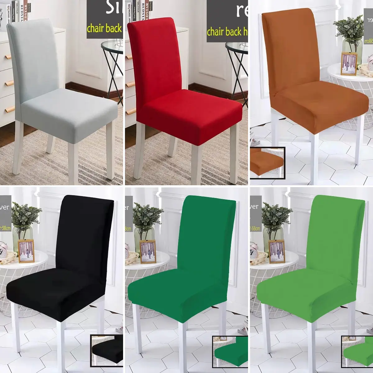 Stretchy Chair Cover Slip covers Chair Protector Plain Color Chair Cover Dining Spandex Elastic Chair Cover Stretchable Seat Cover Washable Removable Dining Universal Fitting New Anti-dirty Dust proof Plain Color Spandex Stretch Elastic