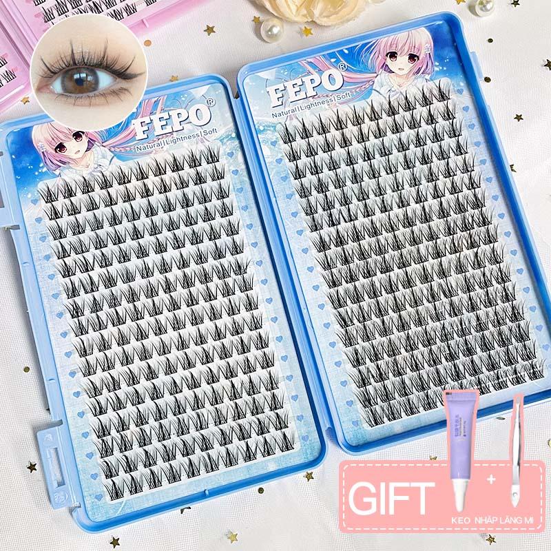 Hộp Lông Mi Giả 448 Độ Tự Nhiên 10-13mm Có Thể Tái Sử Dụng Món quà miễn phí Món quà miễn phí Keo dán lông mi + nhíp