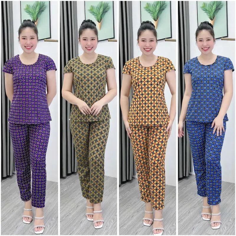 A2 Combo 4 bộ đồ nữ thun Aty thường, mềm, nhẹ, cổ vuông, quần dài, 45-70kg Nhung Top 3