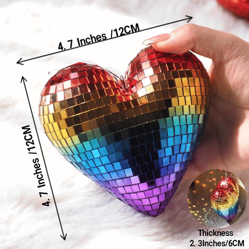 Product Introduction of Heart Shaped Mirror Pendant, 1 Count Disco Ball Design Hanging Decor for Home, Bar, KTV, Party Decoration, Party Supplies, Ornaments 1