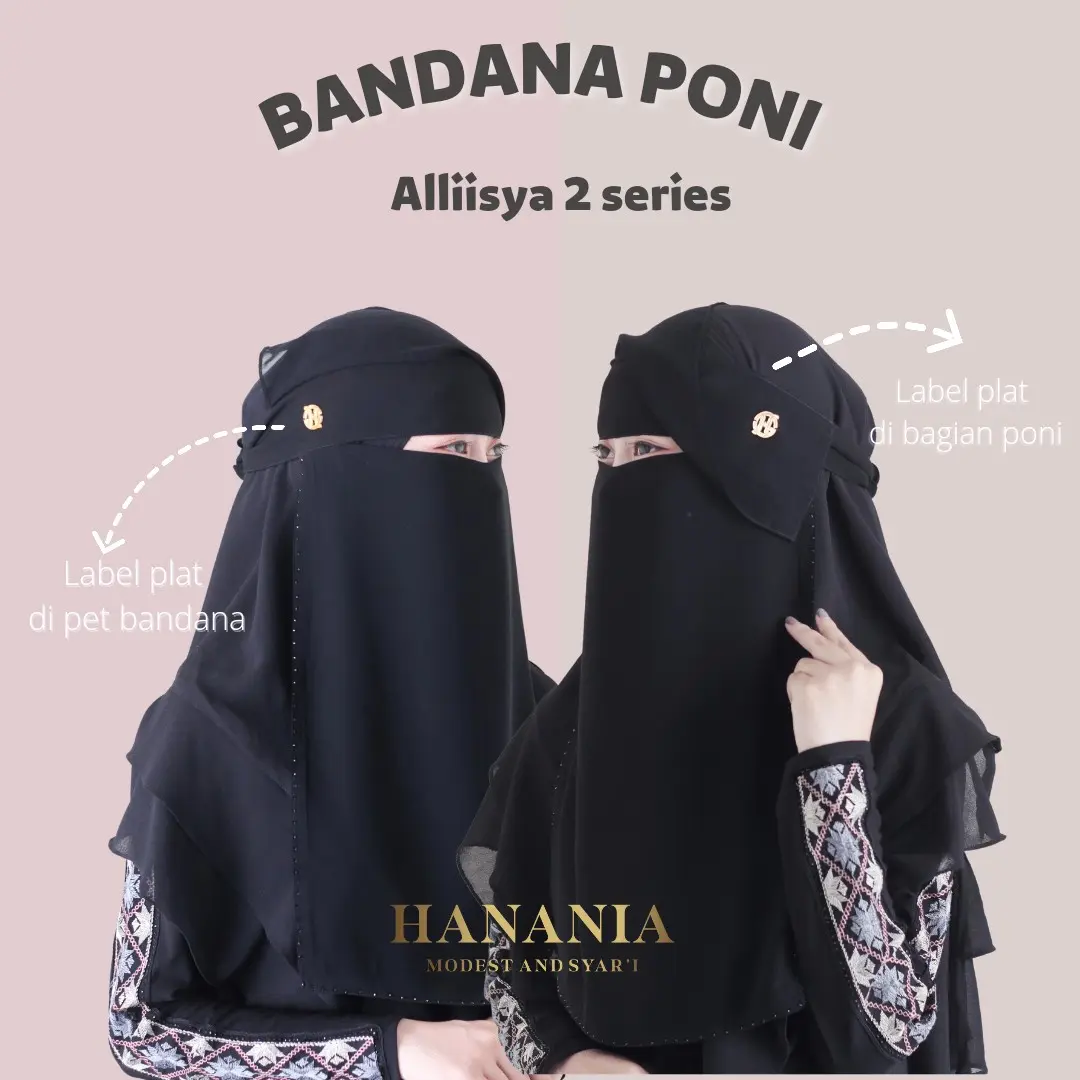 Niqab bandana poni hidden eyes Alisya Sifon Silk Hitam