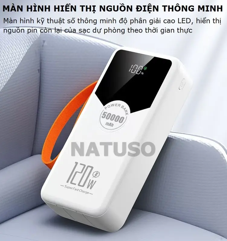 [Tặng sạc 3 đầu] Pin sạc dự phòng NT30 dung lượng lớn 30000mAh sạc nhanh 22,5W tích hợp dây sạc 6