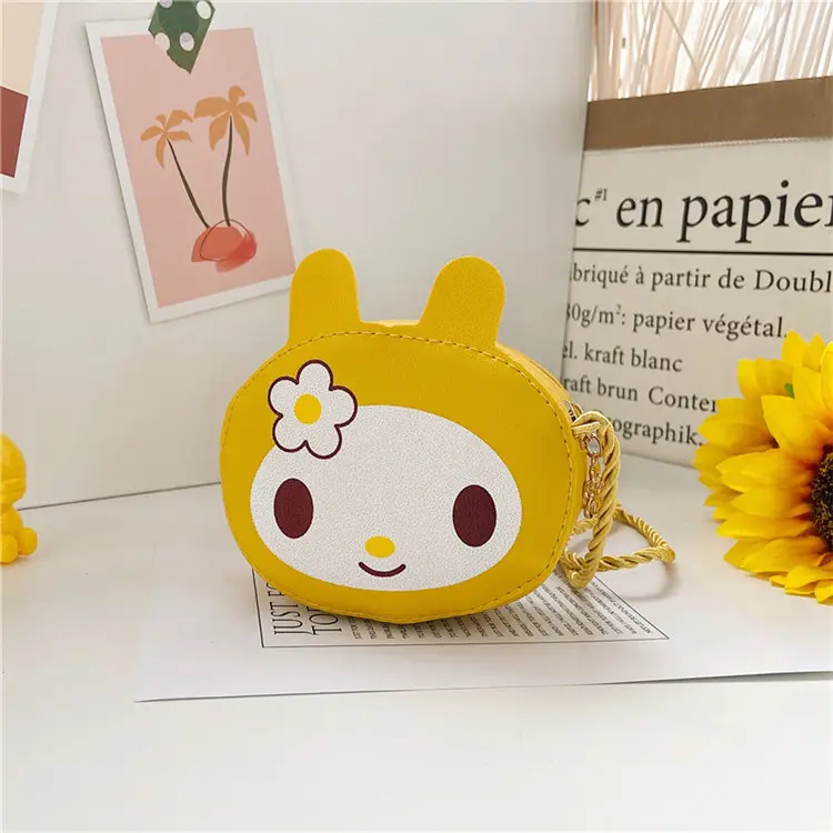 Whimsical Cartoon Cat Rabbit PU Leather Kids Crossbody Bag - Anti-Theft Lightweight Messenger Satchel for School & Daily Use