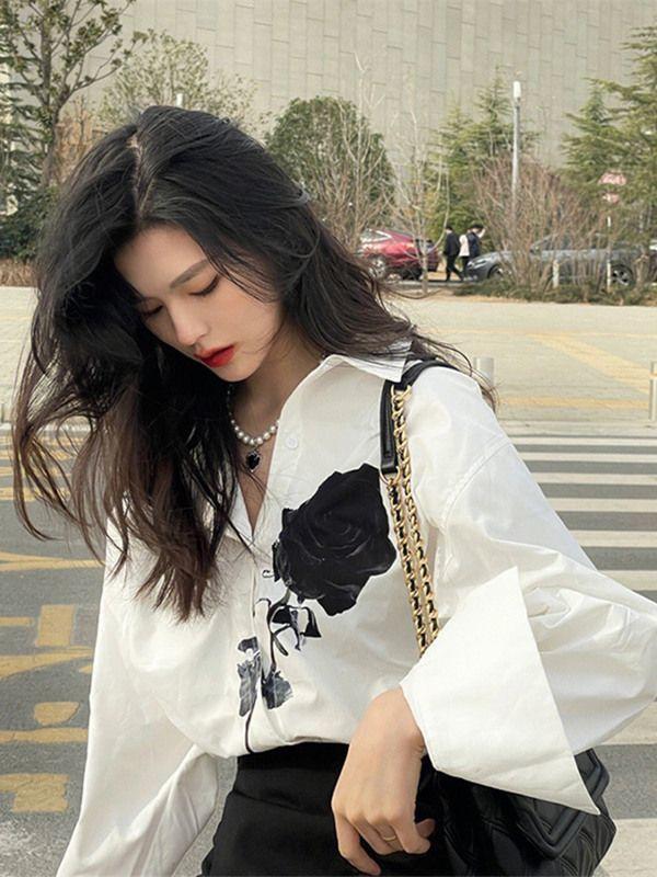 Product Introduction of French Style Unique White Shirt for Women Autumn Design Sense Niche Beautiful Blouse Dry Rose Top221325 5