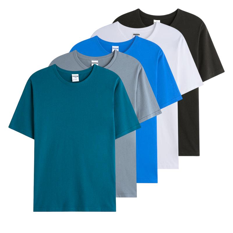 COMBO 5 áo thun nam cổ tròn, áo phông ngắn tay trơn basic chất vải thun co dãn mềm mại, thoáng mát - Menswear