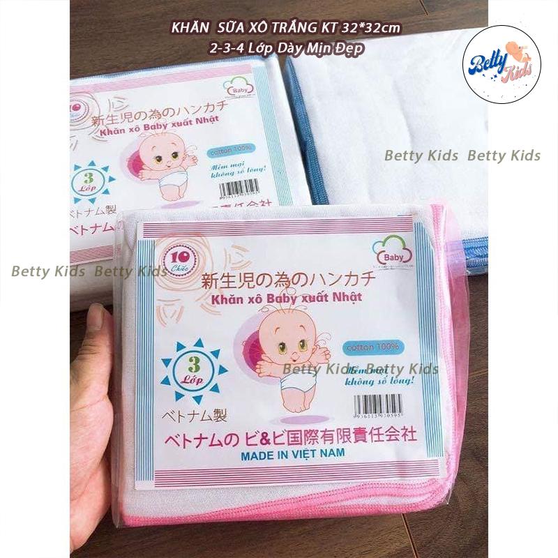 Sét 20-30 Khăn Sữa Xô Trắng Cho Bé Sơ Sinh Việt Nam Xuất Nhật Loại Dày Xịn Đẹp KT 32x32cm - Khăn Sữa Truyền Thống Vệ Sinh Cho Trẻ Sơ Sinh
