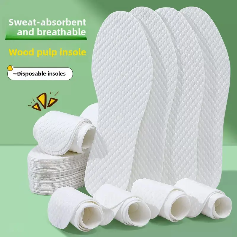Summer Disposable Wood Pulp Insoles Sweat-Absorbing Deodorant Breathable Lightweight Military Training Shock-Absorbing Thin Soft Unisex