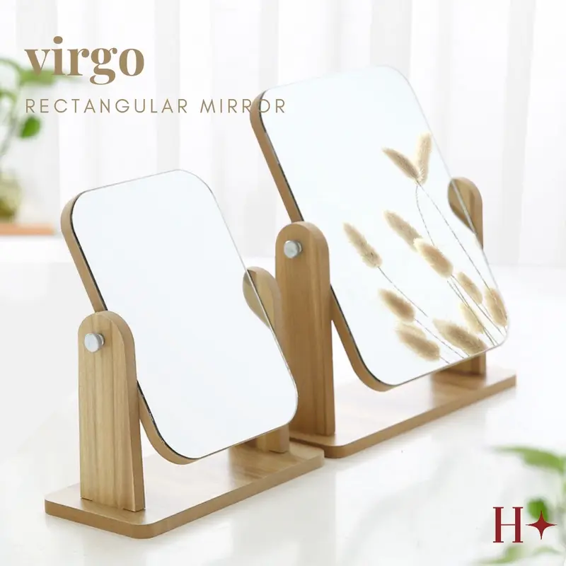 COD H Virgo Cermin Persegi Panjang Kayu / Kaca Meja Rias / Cermin Standing Portable 0
