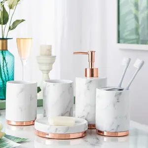 Luxury Premium Marble Bathroom Set / Set Botol Sabun Marble Black