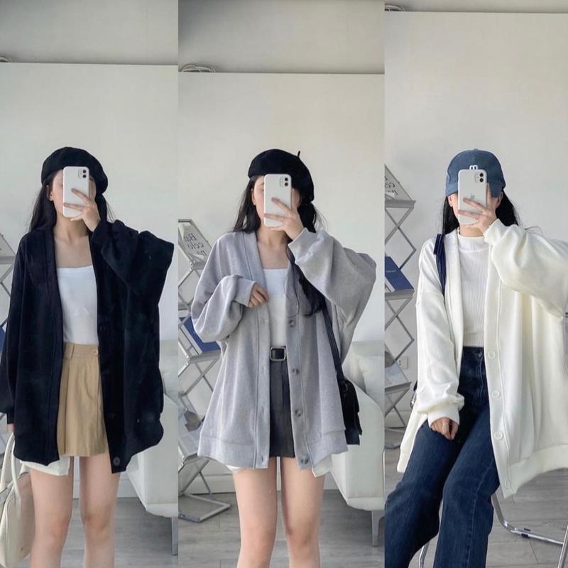 Áo khoác cadigan basic chất len đanh mềm mại form rộng freesize v1 130cm