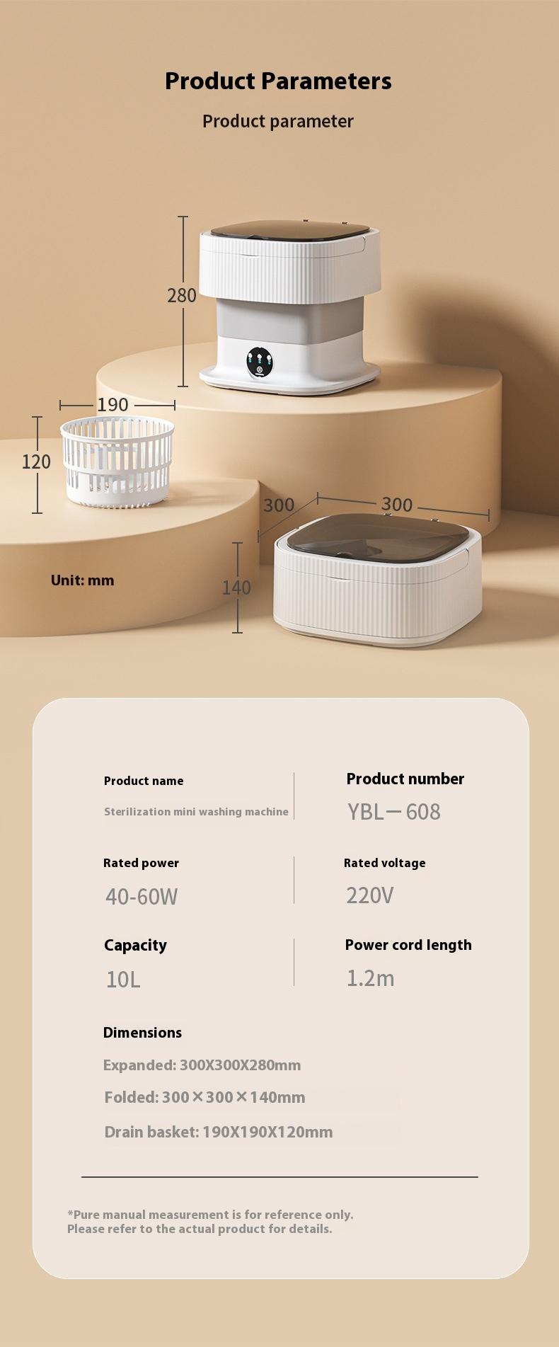 Product Introduction of Folding washing machine household rinse and rinse, integrated washing machine, large capacity, underwear, socks, portable mini washing machine 0