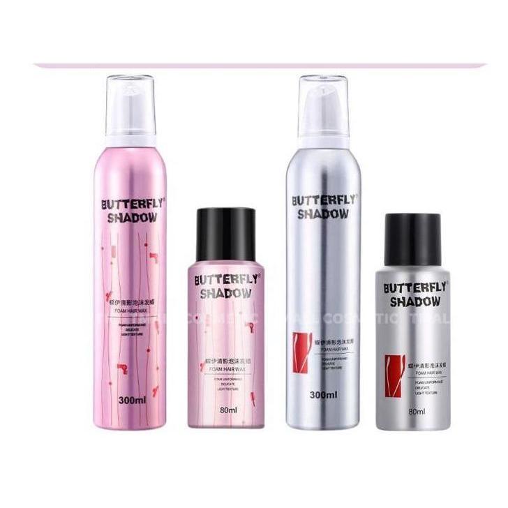 Gôm mềm giữ nếp tóc nữ Butterfly Shadow 300ml 80ml keo bọt tạo kiểu và giữ nếp tóc uốn xoăn tự nhiên