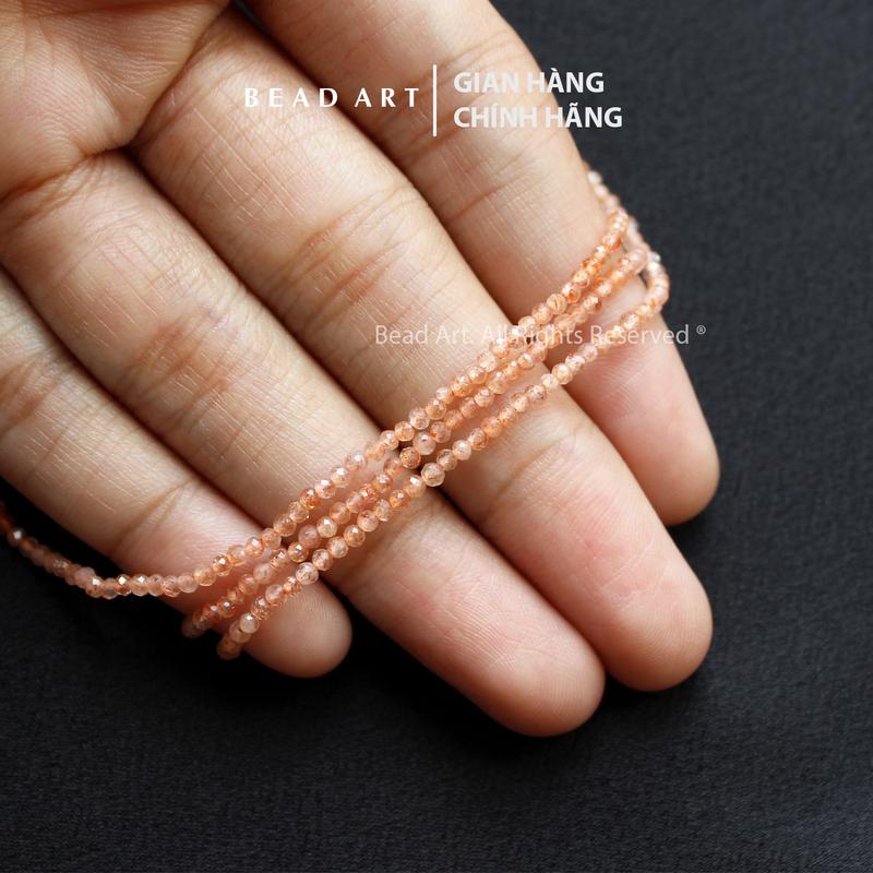  5 Hạt 10 Hạt  2MM Đá Mặt Trời Sunstone Màu Cam Giác Cắt Loại A Phối Vòng Tay Phong Thuỷ Chuỗi Hạt Hoả Thổ - Bead Art 