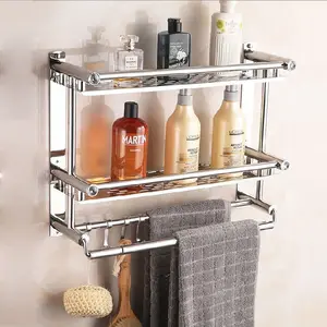 Rak Gantung SS ROSE Tiang /ORCHID (STAINLESS STEEL) Rak Kamar Mandi Dinding/Rak Bumbu Dapur Multifungsi Gantungan Peralatan