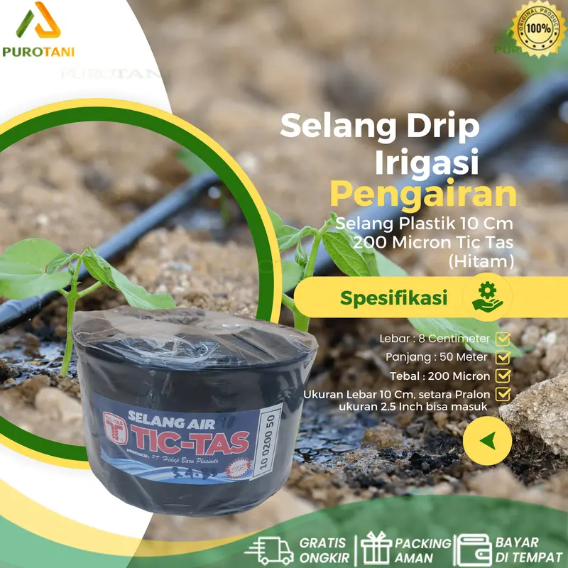 Selang irigasi 2 inchi Selang Drip 20 mikron x 10 cm x 50 m Selang pipa 2 dim 50 meter 0