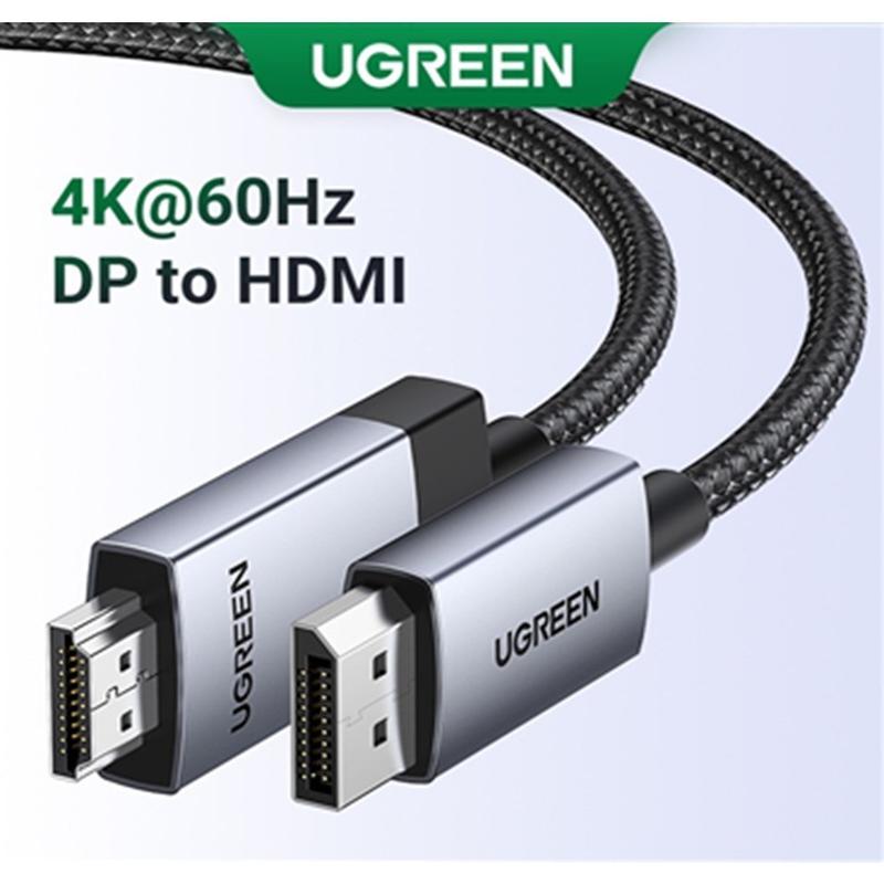 Cáp Displayport to HDMI Ugreen DP119 DP101 Phụ Kiện - 1M, 18Gbps, 4K@60Hz