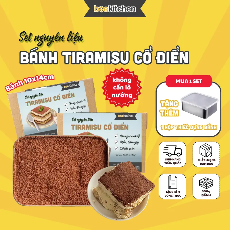 [Ship toàn quốc] Set tự làm bánh Tiramisu cổ điển chuẩn vị - thành phẩm bánh 10x14cm ( Cake )
