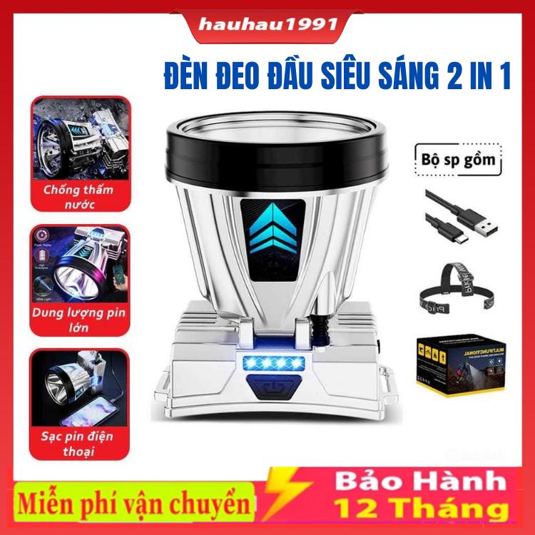 Đèn Pin Đeo Đầu T998 Siêu Sáng 2in1 Kiêm Sạc Dự Phòng Chống Nước Cổng Sạc…