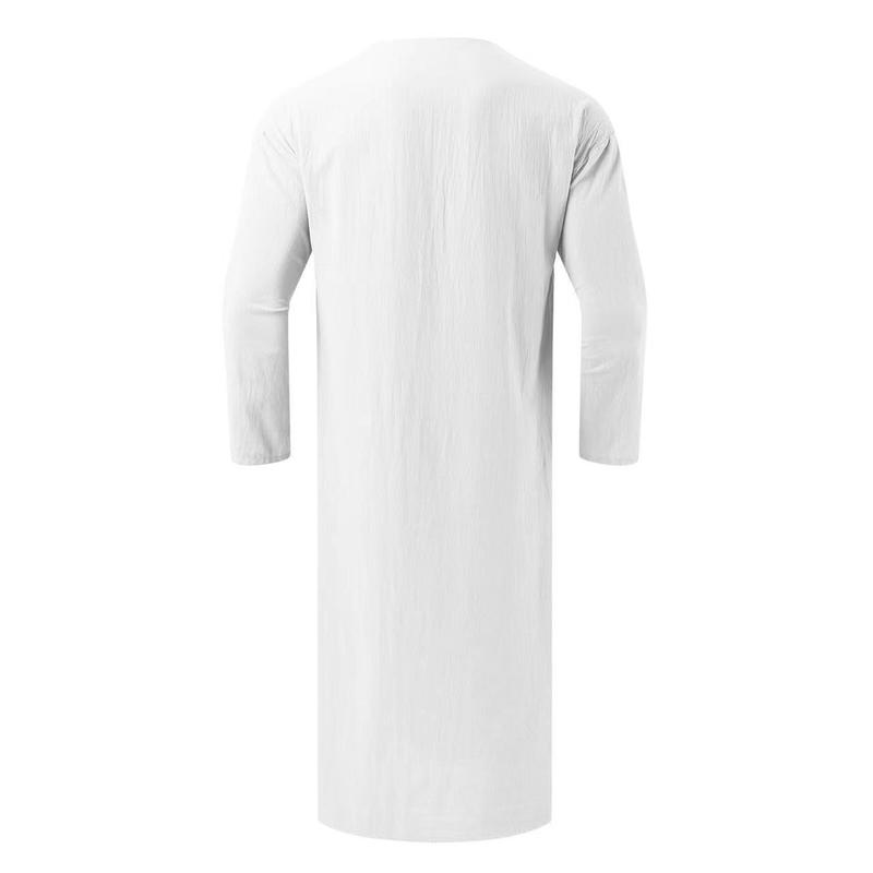 Product Introduction of Muslim Robe New Men's Loose Stand Collar Door Tube Long Sleeve Robe Ethnic Style Robe 7