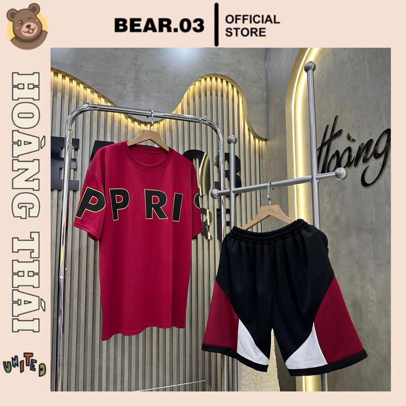 Bộ quần áo chữ ppris màu đỏ mận, màu trắng và đen from unisex nam nữ hàng đẹp Cotton Menswear