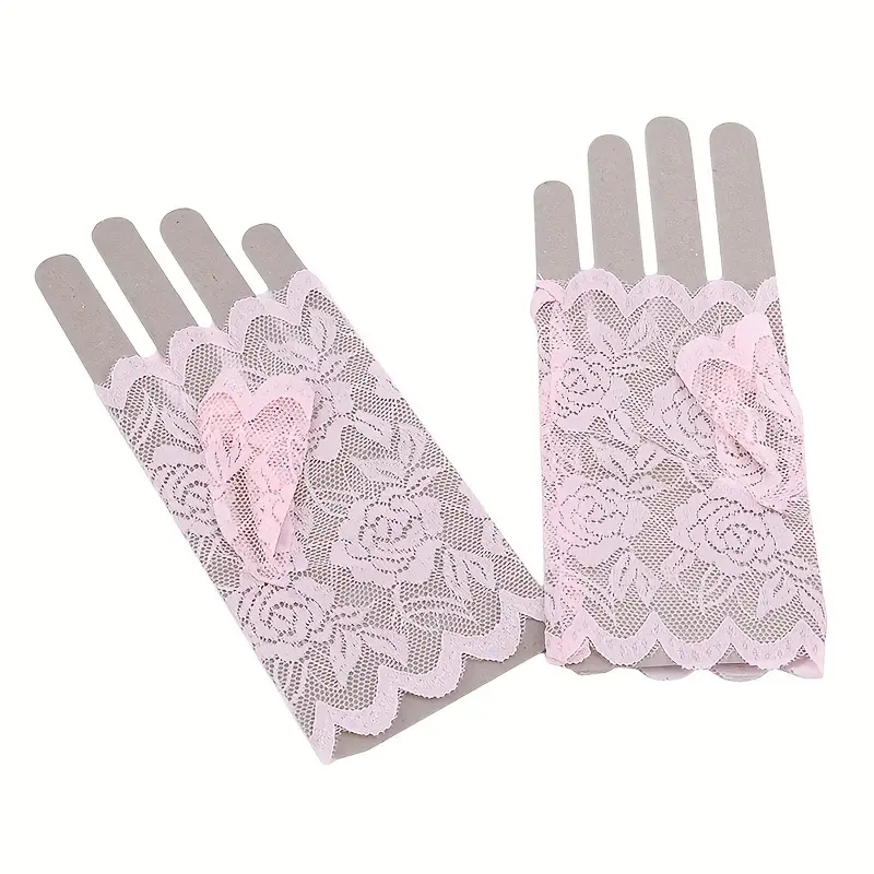 Women's Lace Wedding Gloves Half Finger Covering Short Dance Decorative Gloves 8