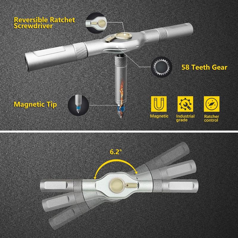 Product Introduction of 24 in 1 Magnetic Screwdriver Set, Precision Screwdriver Set, Household Repair Tool Kit with Detachable T-shaped Ratchet Handle, Suitable for Furniture Bicycle Computer Electronic Maintenance, Hardware 3