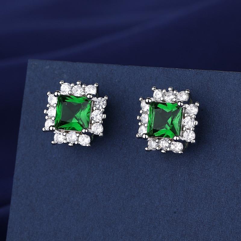 [with Gra Certificate] Fashion Emerald Jewelry Set Green Ring Necklace Ear Stud 7