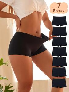 Shorts tipo bóxer para mujer en color sólido, braguita sin costuras suave, cómoda y transpirable para uso diario, ropa interior femenina para todas las estaciones